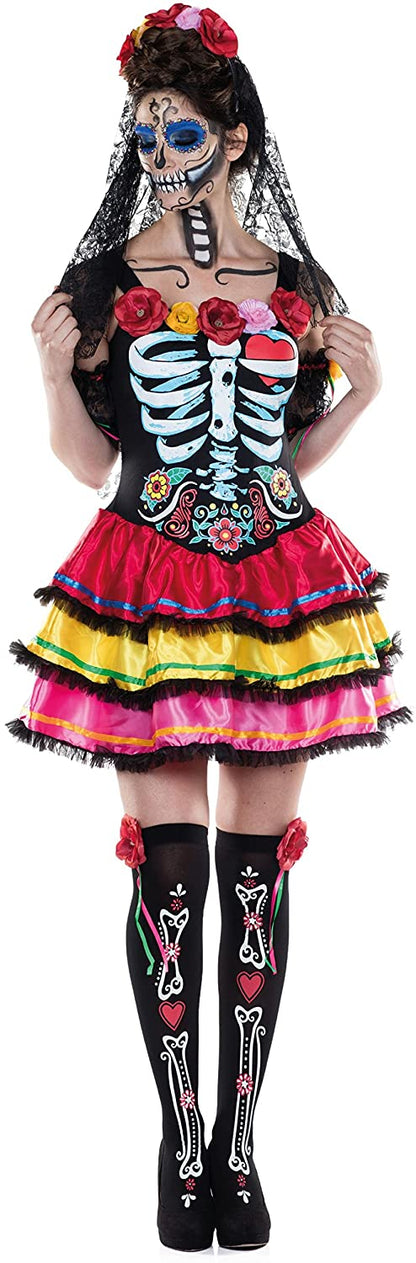 Rubie's Official Day of the Dead Senorita Ladies Fancy Dress Halloween Skeleton Womens Costume