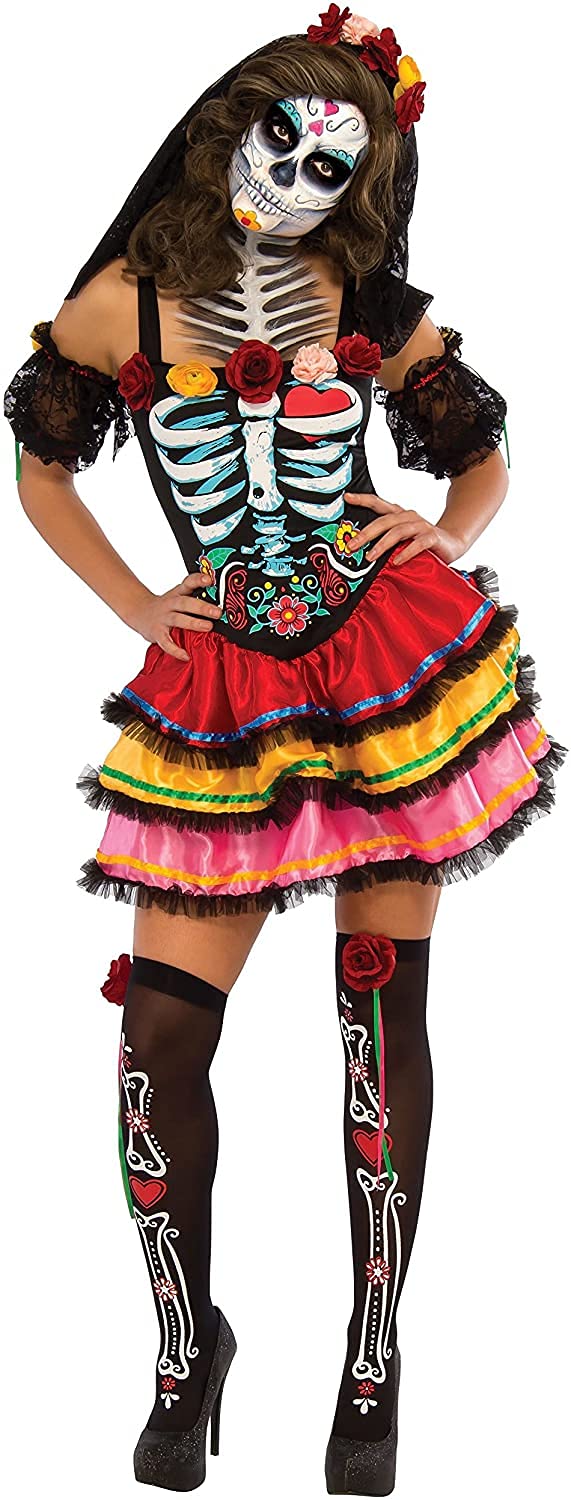 Rubie's Official Day of the Dead Senorita Fancy Dress Adult Costume - X-Large, 18/20 Years
