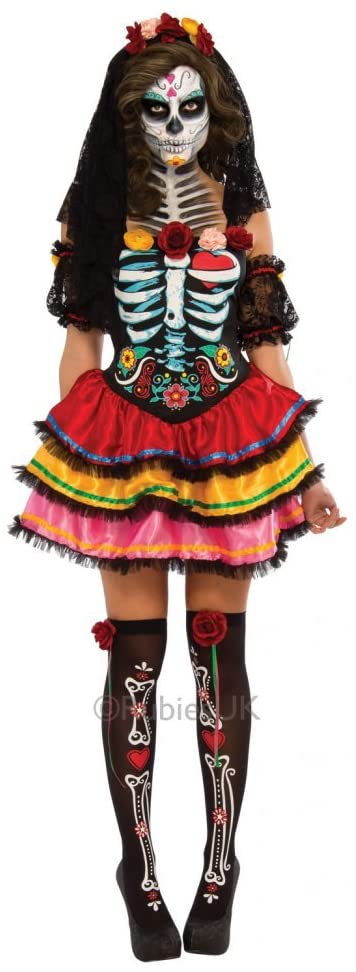 Rubie's Official Day of the Dead Senorita Fancy Dress Adult Costume - X-Large, 18/20 Years