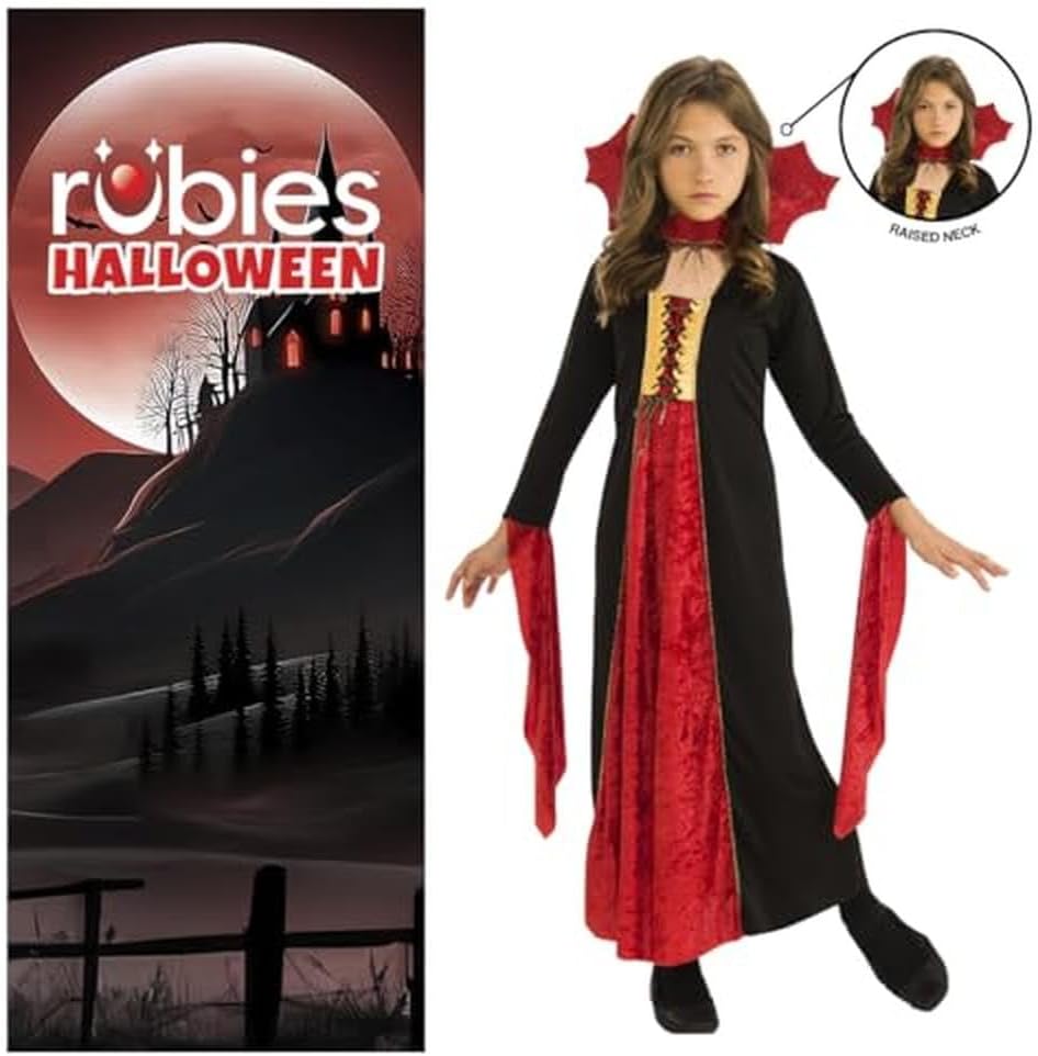 Rubie's Official Gothic Vampiress, Halloween Velvet Dress, Girls Costume