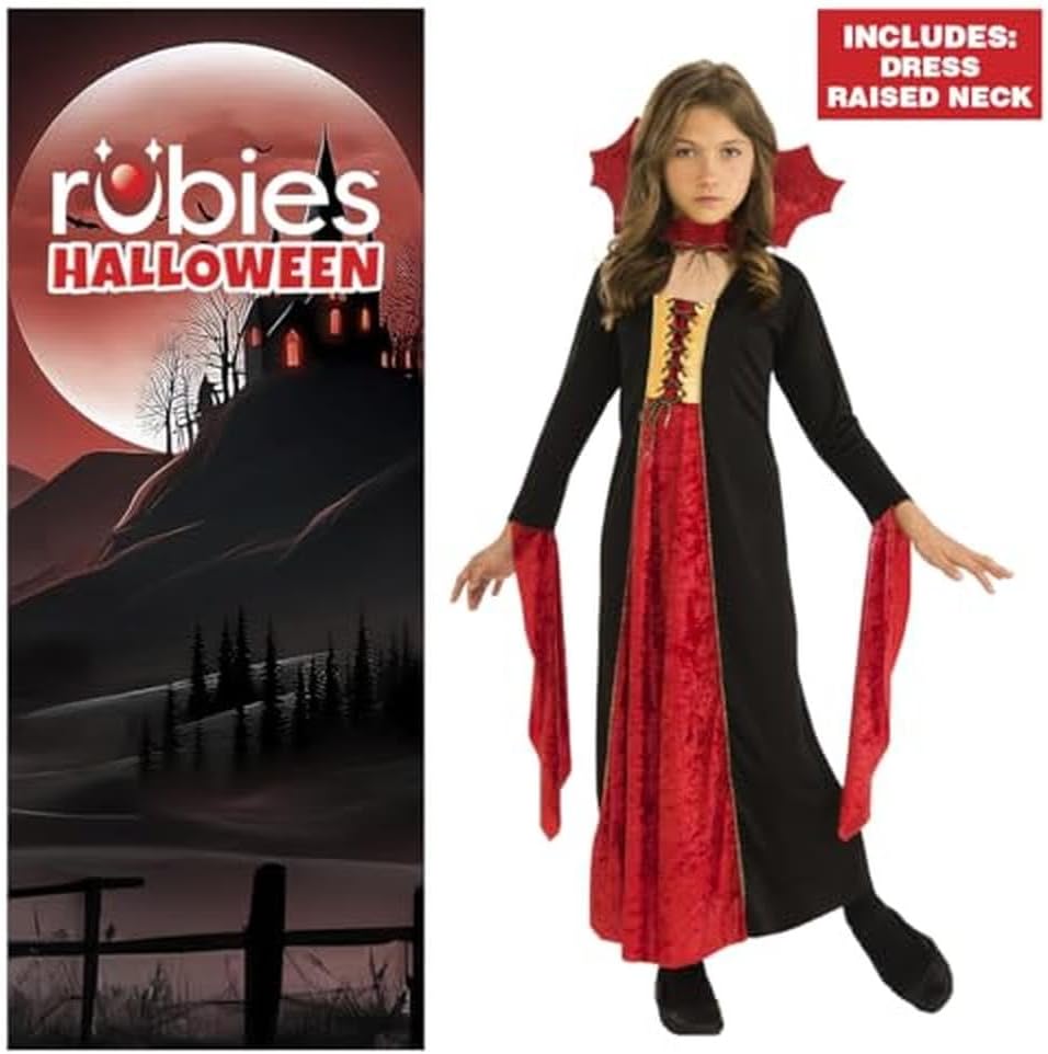 Rubie's Official Gothic Vampiress, Halloween Velvet Dress, Girls Costume