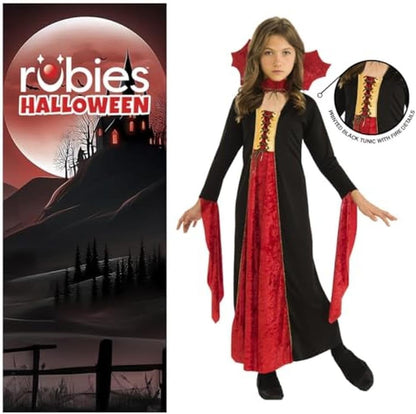 Rubie's Official Gothic Vampiress, Halloween Velvet Dress, Girls Costume