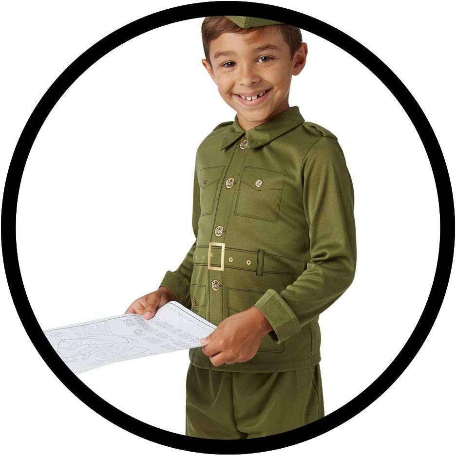 Rubie's Official WW2 Soldier Children's Costume, Kids Fancy Dress
