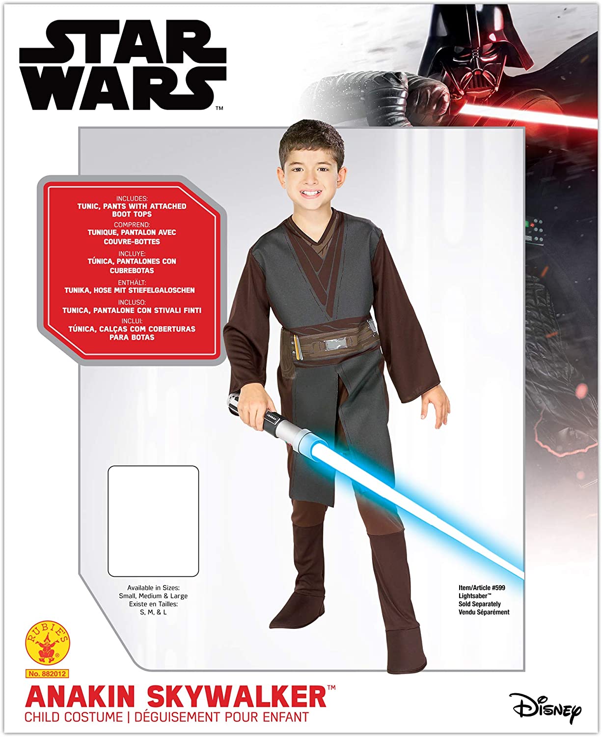 Star Wars Rubie's Official 882012S Costume Disney Anakin Skywalker pour enfant Taille S (âge 3-4 ans