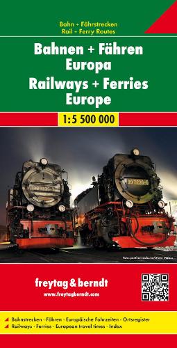 Railways + Ferries Europe, 1:5,500,000 (English, French, German and Russian Edition