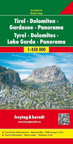 Tyrol - Dolomites - Lake Garda - Panorama Road Map 1:450 000
