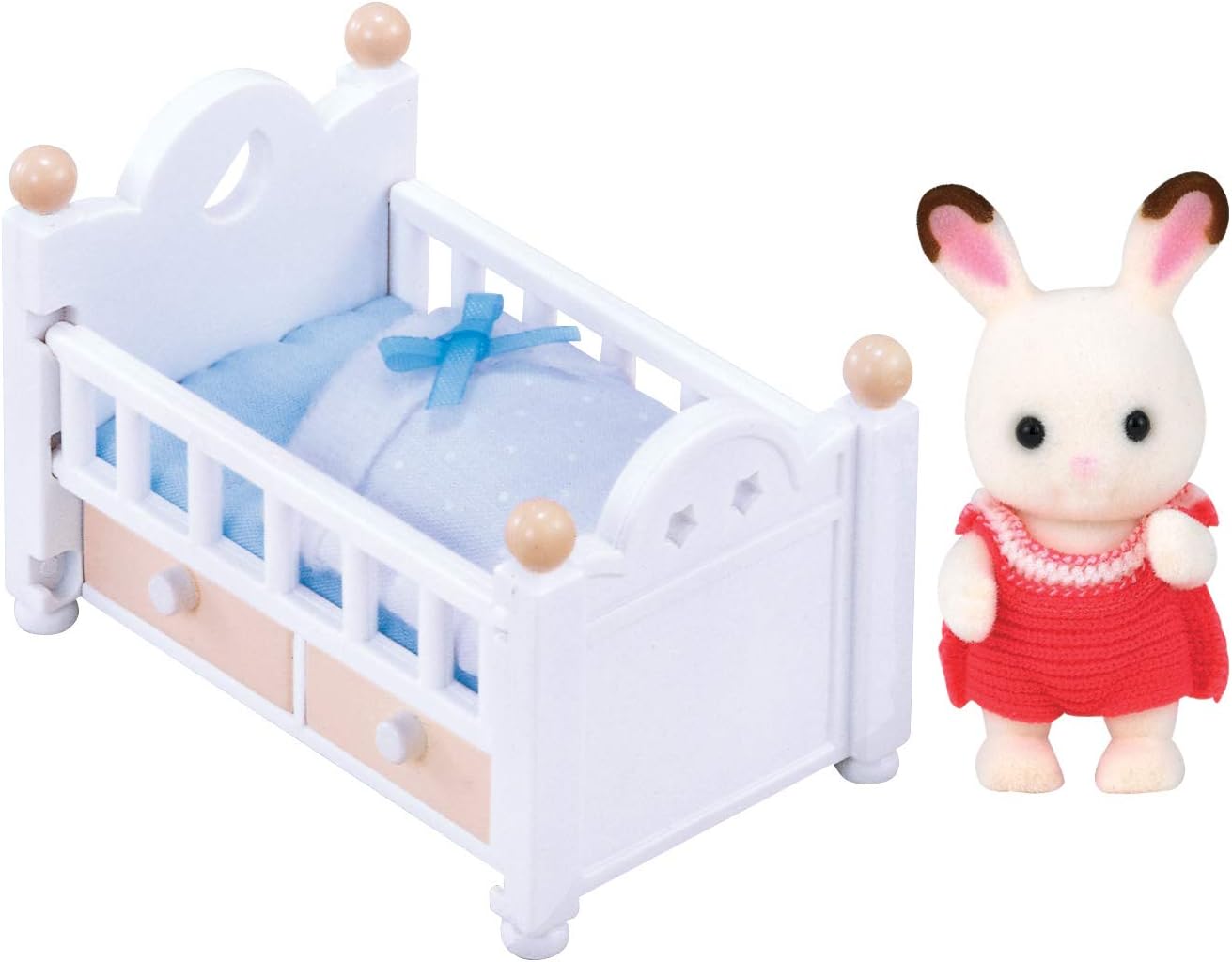 Sylvanian Families - 5017 – Chocolate Bunny Baby with Cot
