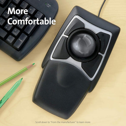 Kensington Expert Mouse - Wired Ergonomic TrackBall Mouse for PC, Mac and Windows with Scroll Ring, Ambidextrous Design and Optical Tracking - Grey (64325