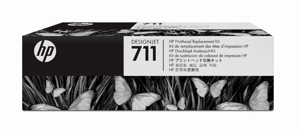HP 711 C1Q10A Original DesignJet Printhead Replacement Kit, for HP DesignJet T120, T125, T130, T520, T525, T530 Large Format Printers, with Original HP 711 Cartridges Black, Cyan, Magenta, Yellow