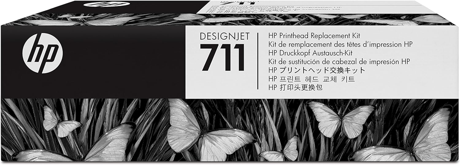 HP 711 C1Q10A Original DesignJet Printhead Replacement Kit, for HP DesignJet T120, T125, T130, T520, T525, T530 Large Format Printers, with Original HP 711 Cartridges Black, Cyan, Magenta, Yellow