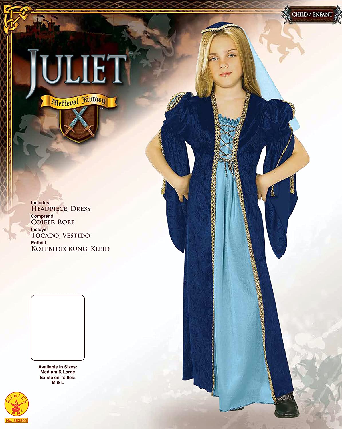 Rubie's Official Juliet Costume, Childs Size Medium Age 5-7 Years