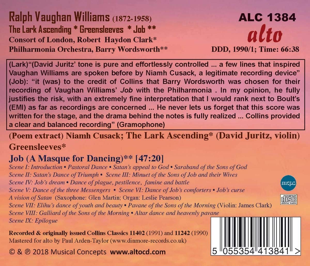 Vaughan Williams:The Lark Ascending Greensleeves; Job (A Masque For Dancing