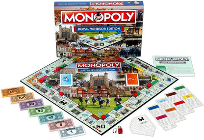 Winning Moves Royal Windsor Monopoly Board Game, Advance to the Windsor Lawn Tennis Club, Cinnamon Cafe, or even Windsor Castle and trade your way to success, makes a great gift for ages 8 plus