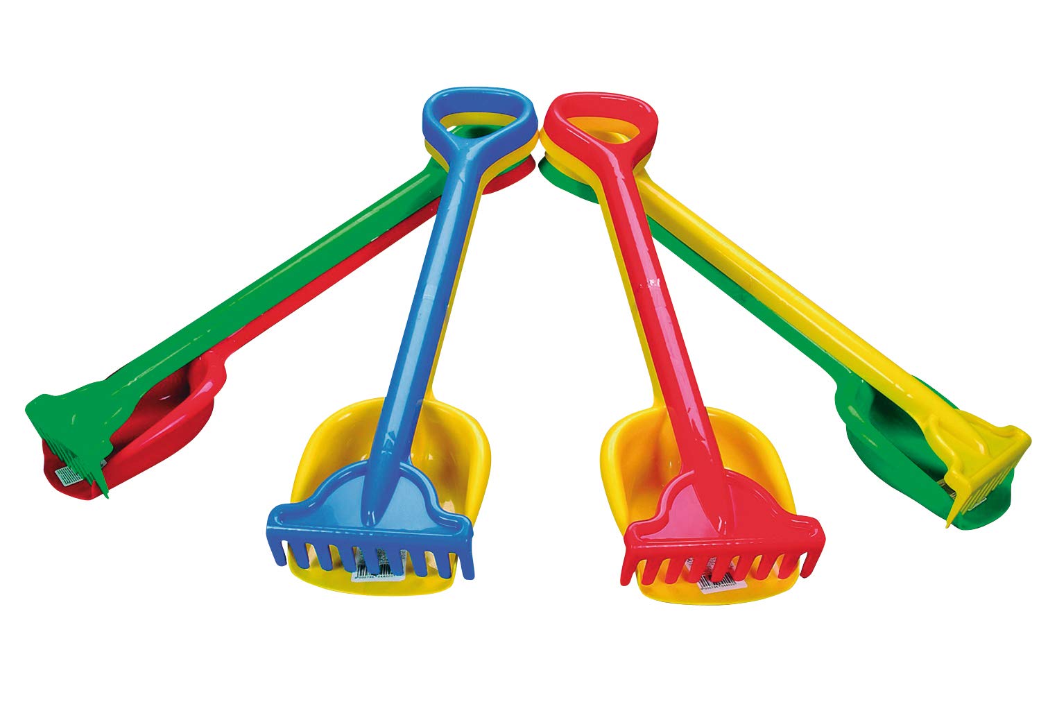 Simba 107124115 - Hark en schepset, 4-voudig gesorteerd - er wordt slechts één set geleverd, lengte 56 cm, zandbak, zandspeelgoed