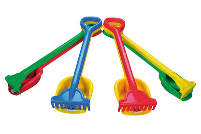 Simba 107124115 - Hark en schepset, 4-voudig gesorteerd - er wordt slechts één set geleverd, lengte 56 cm, zandbak, zandspeelgoed
