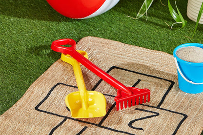 Simba 107124115 - Hark en schepset, 4-voudig gesorteerd - er wordt slechts één set geleverd, lengte 56 cm, zandbak, zandspeelgoed