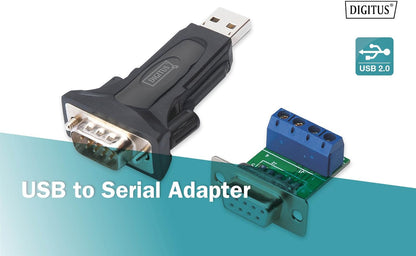DIGITUS USB to serial adapter - RS485 converter - USB 2.0 Type-A to DSUB 9M - FTDI FT232RL chipset - Incl. 80 cm cable