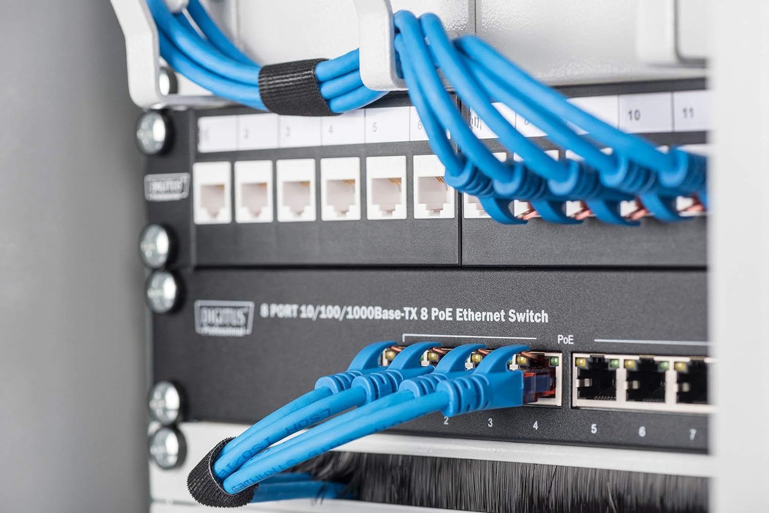 DIGITUS Patch Panel Modular - 12 Ports - 10-inch Rack Mount 1U - Keystone Module Distributor Field - Shielded - Black