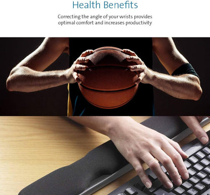 Kensington Height Adjustable Ergonomic Gel Keyboard Wrist Rest with Wrist Support Pad - 497 x 77 x 34 mm - Black (22701