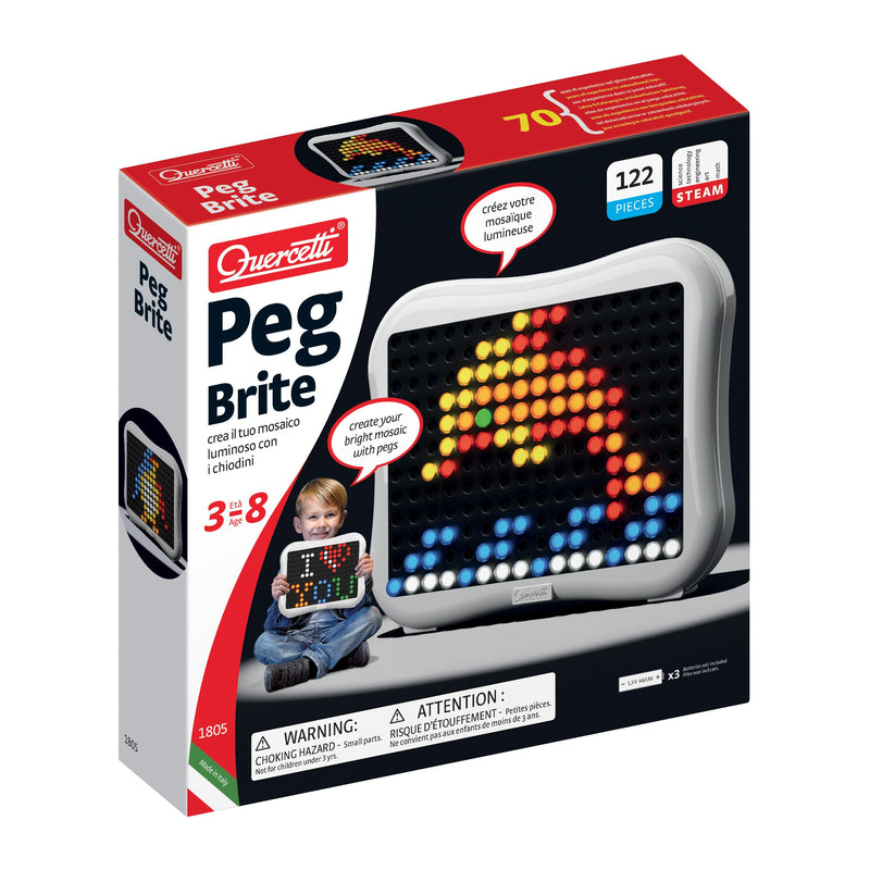 Quercetti - 1805 Peg Brite - Kids' Mosaic Kits, 123 pezzi