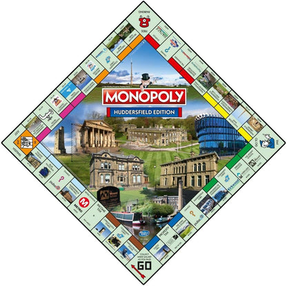 Winning Moves Huddersfield Monopoly Board Game, Advance to Stafflex, The Mount School, Huddersfield Lawn Tennis and Squash Club and trade your way to success, makes a great gift for ages 8 plus