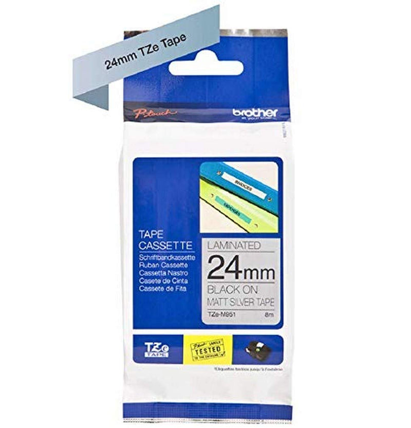Brother TZe-M951 - Black on matte silver - Roll (2.4 cm x 8 m) 1 cassette(s) laminated tape - for Brother PT-D600, P-Touch PT-D800, P900, P950, P-Touch Cube Plus PT-P710