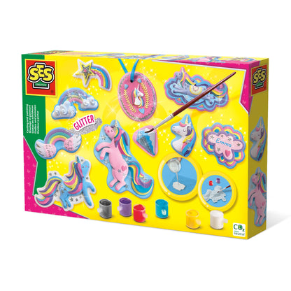 SES Creative 01359 Gips Gießen Einhörner Bastelset für Kinder, Bunt