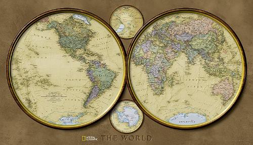 World Hemispheres Map [Laminated]