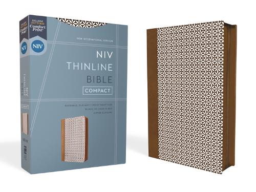 NIV, Thinline Bible, Compact, Leathersoft, Brown/White, Zippered, Red Letter, Comfort Print