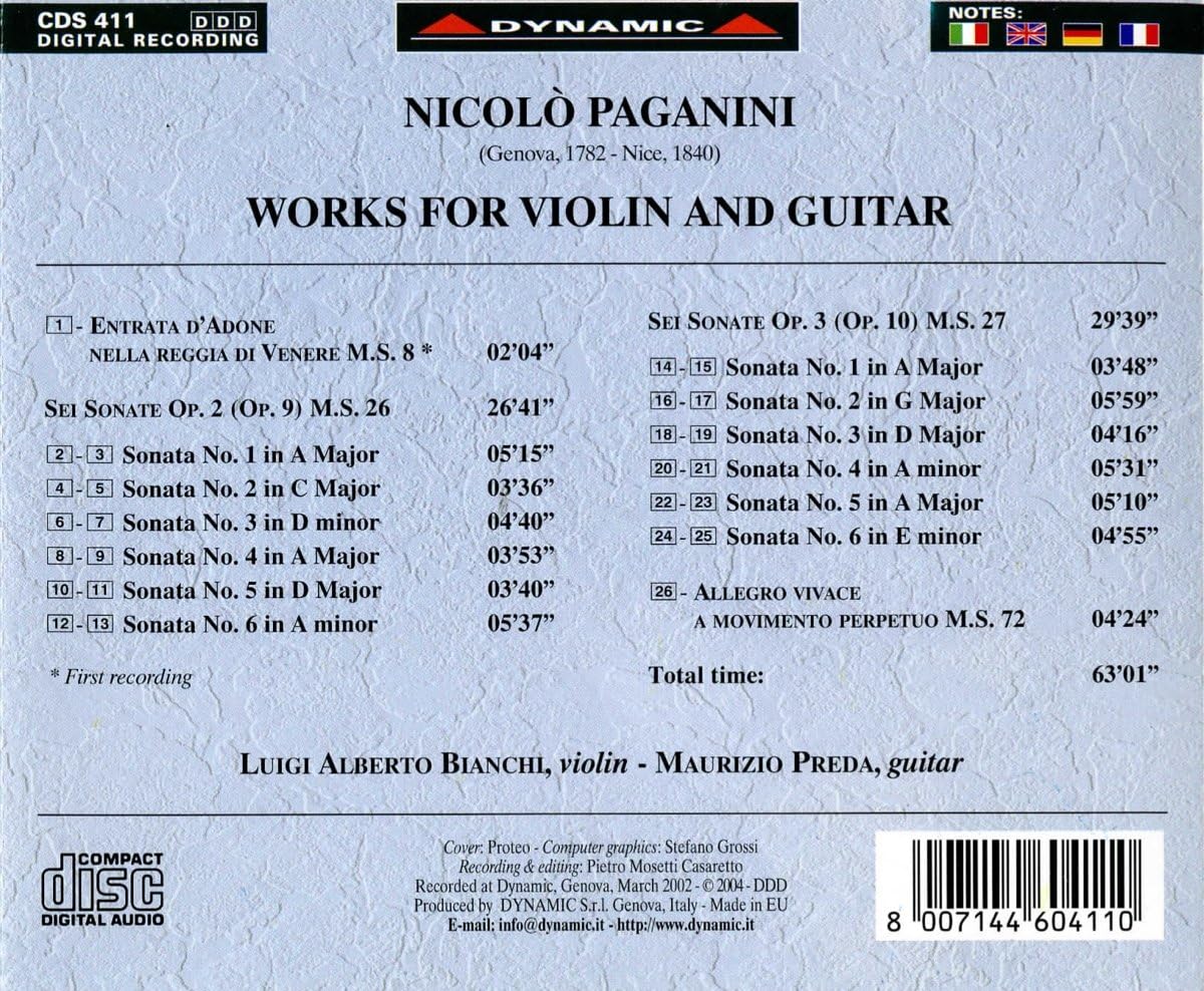 Works for Violin and Guitar (Bianchi, Preda)