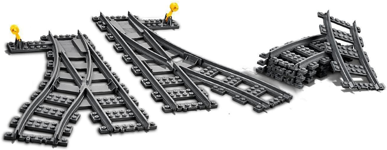 LEGO 60238 City Trains Switch Tracks 6 Pieces, Toy Train Track Extension Pack, Accessory Set