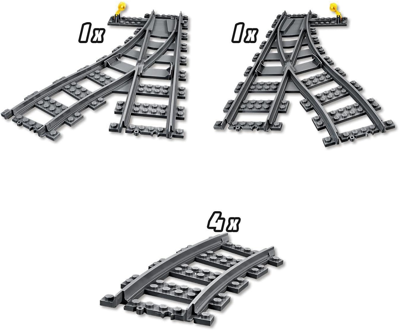 LEGO 60238 City Trains Switch Tracks 6 Pieces, Toy Train Track Extension Pack, Accessory Set