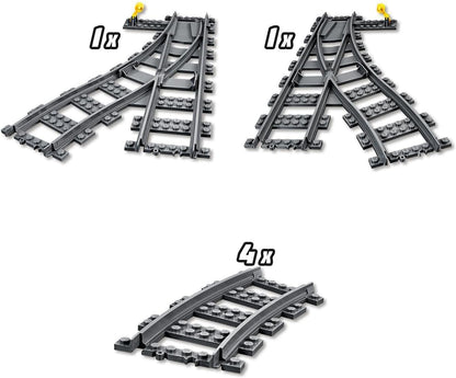 LEGO 60238 City Trains Switch Tracks 6 Pieces, Toy Train Track Extension Pack, Accessory Set