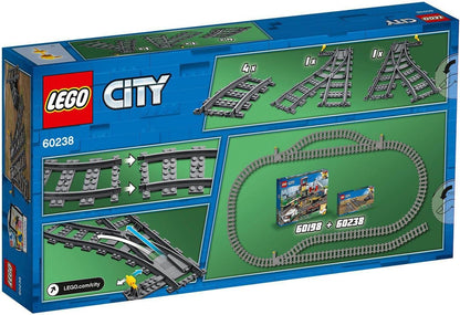 LEGO 60238 City Trains Switch Tracks 6 Pieces, Toy Train Track Extension Pack, Accessory Set