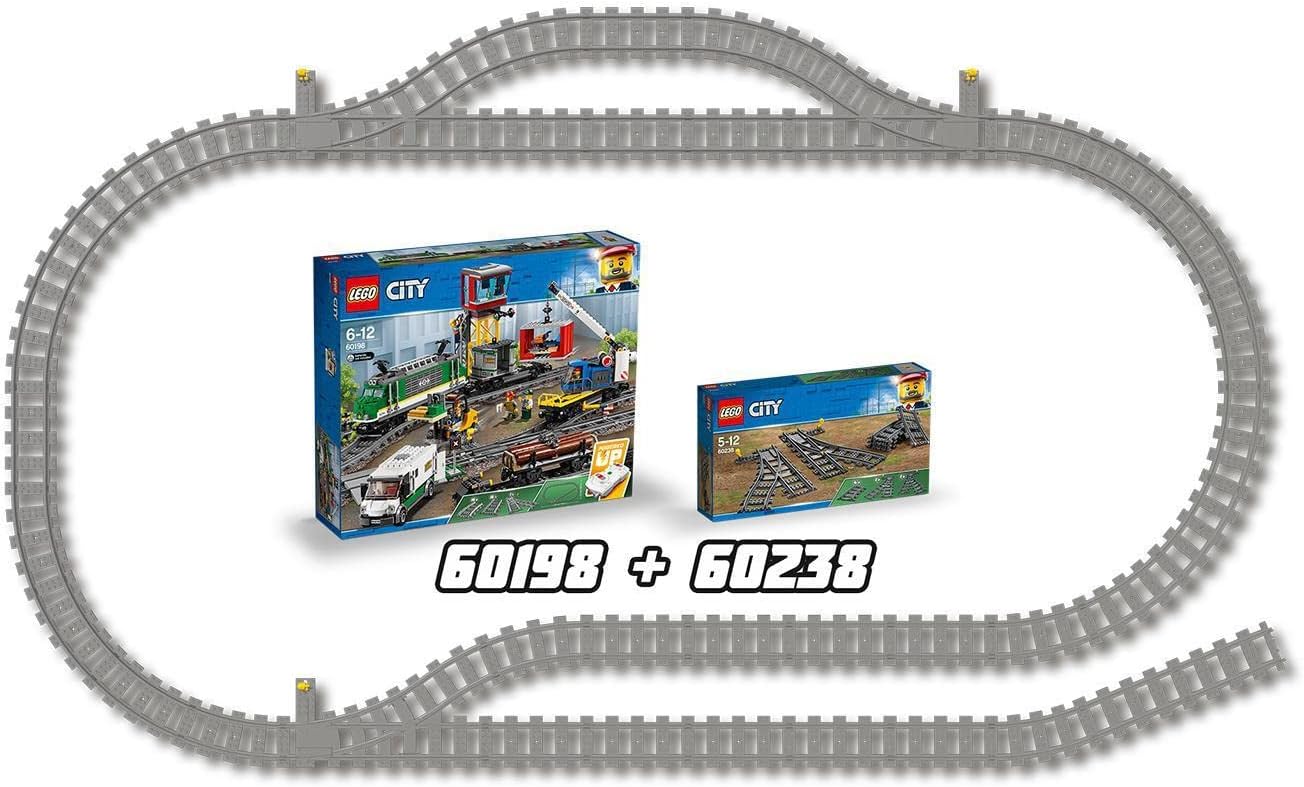 LEGO 60238 City Trains Switch Tracks 6 Pieces, Toy Train Track Extension Pack, Accessory Set