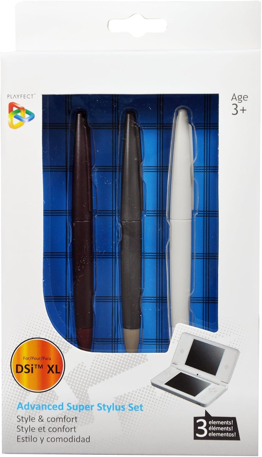 Playfect Advanced Super Stylus Set includes 3 x Extra Large, Colourful and Comfortable Styli Compatible with Nintendo DSi XL
