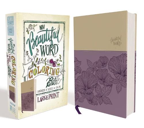 NIV, Beautiful Word Coloring Bible, Large Print, Leathersoft, Purple/Tan
