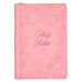 KJV Holy Bible, Thinline Large Print Faux Leather Red Letter Edition - Thumb Index & Ribbon Marker, King James Version, Pink, Zipper Closure