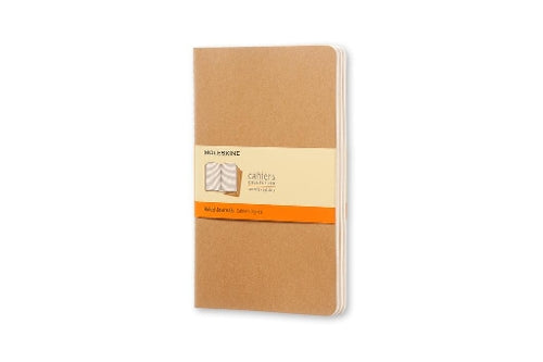 Moleskine Cahier Journal, Set 3 Notebooks with Ruled Pages, Cardboard Cover with Visible Cotton Stiching, Colour Kraft Brown, Large 13 x 21 cm, 80 Pages