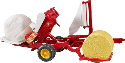 Bruder 02122 Bale Wrapper with Yellow and White Bales (Color May Vary