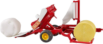 Bruder 02122 Bale Wrapper with Yellow and White Bales (Color May Vary
