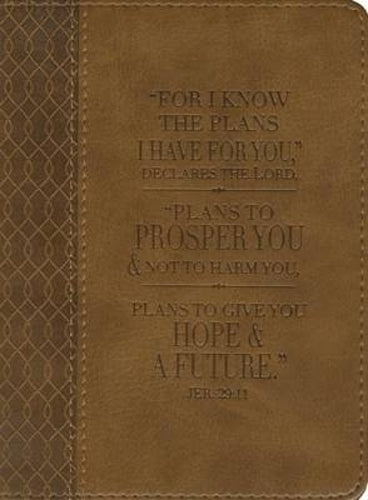 Christian Art Gifts Classic Handy-Sized Journal for I Know the Plans Jeremiah 29:11 Bible Verse Inspirational Scripture Notebook W/Ribbon 240 Ruled Pages, 5.7 X 7, Tan