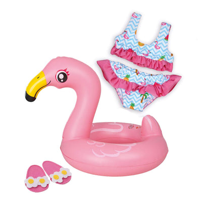 Heless 99 Flamingo Ella Doll Swimming Kit, Colourful, Größe 35-45 cm