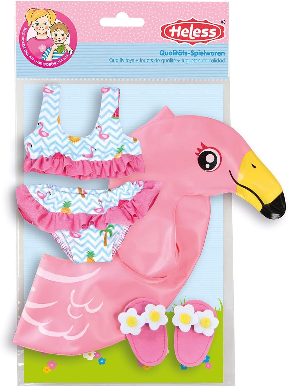 Heless 99 Flamingo Ella Doll Swimming Kit, Colourful, Größe 35-45 cm