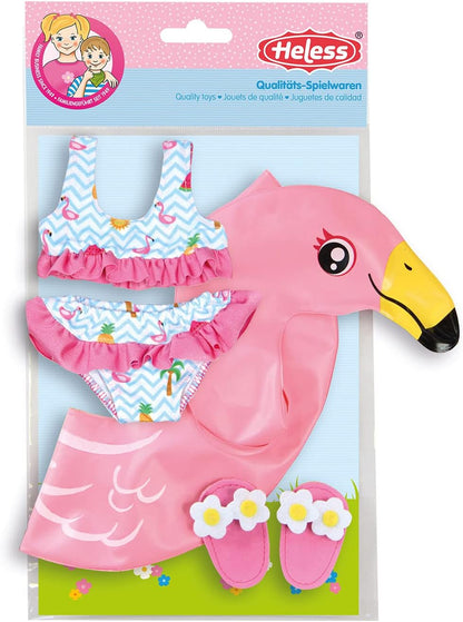 Heless 99 Flamingo Ella Doll Swimming Kit, Colourful, Größe 35-45 cm
