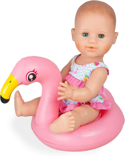 Heless 99 Flamingo Ella Doll Swimming Kit, Colourful, Größe 35-45 cm