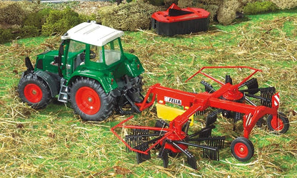 siku 2451, Fella Whirl Rake, 1:32, Metal/Plastic, Red, Movable and foldable rotors Swather