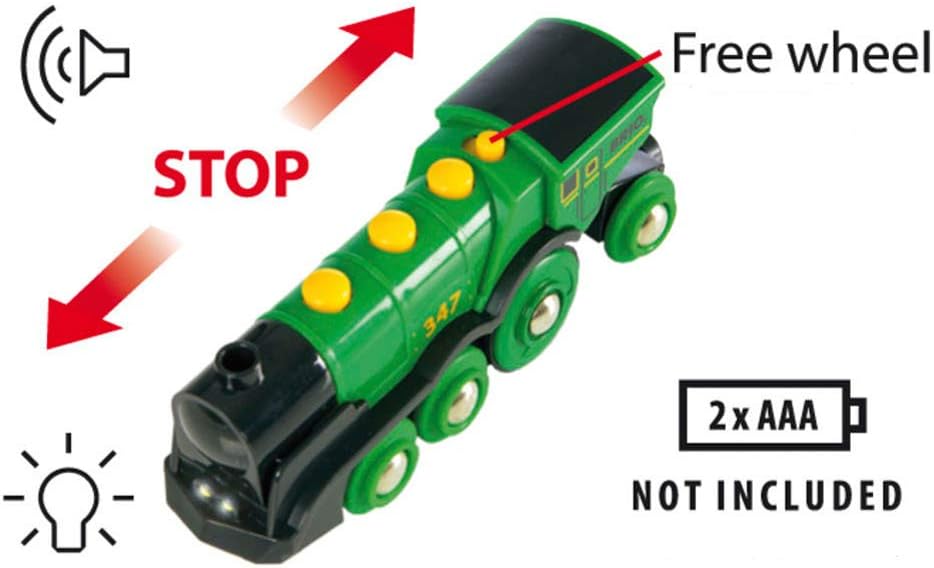 BRIO 7312350335934 World Big Action Locomotive Battery Powered Toy Train Engine, For Kids Age 3 Years And Up, Green