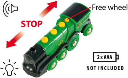 BRIO 7312350335934 World Big Action Locomotive Battery Powered Toy Train Engine, For Kids Age 3 Years And Up, Green