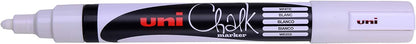 Uni-Ball F804500 522598 uni Chalk Marker, Broad Bullet Tip - White, Pack of 4